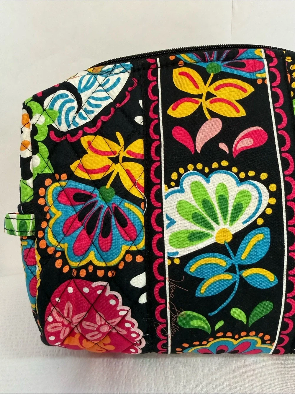 Vera Bradley Disney Mickey & Minnie Quilted Cosmetic Bag - Black Floral